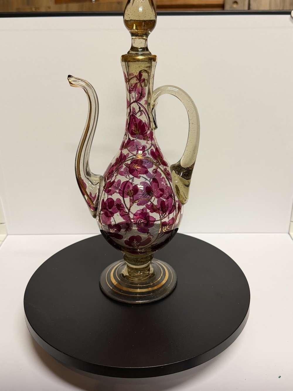 Rare French Qujar Decorative Glass Ewer/Decanter